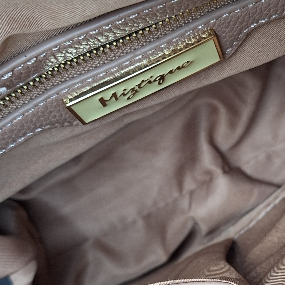 Miztique Vegan Leather Tote Bag Satchel Crossbody 3 Compartment Pink Blush Gold - Picture 9 of 16